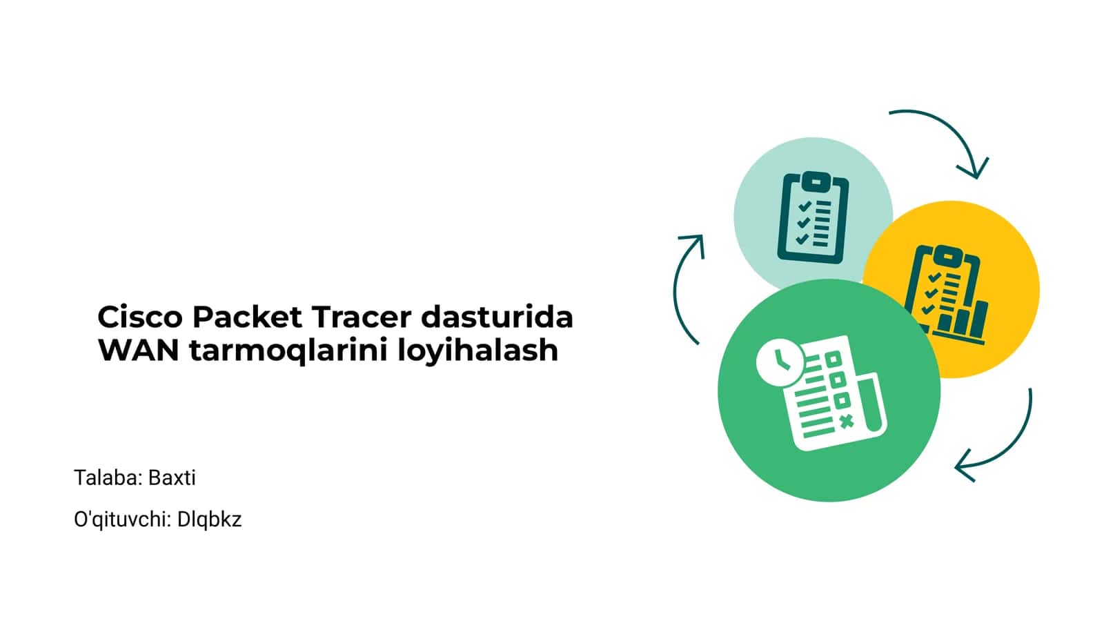 Cisco Packet Tracer dasturida WAN tarmoqlarini loyihalash 1