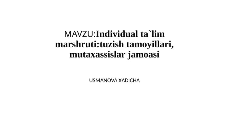 Individual ta'lim marshruti: tuzish tamoyillari, mutaxassislar jamoasi 1