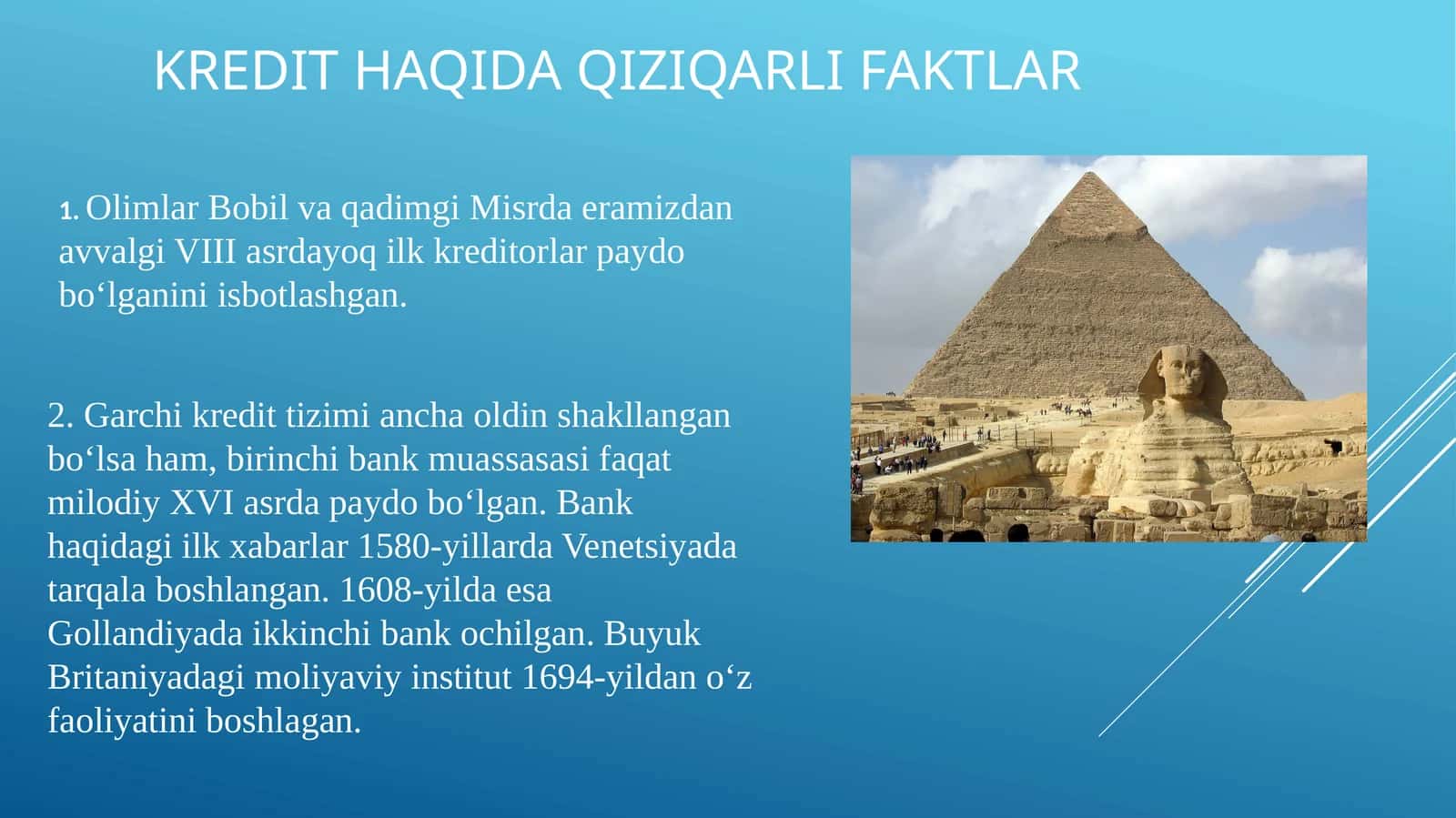 Kredit haqida qiziqarli faktlar 1