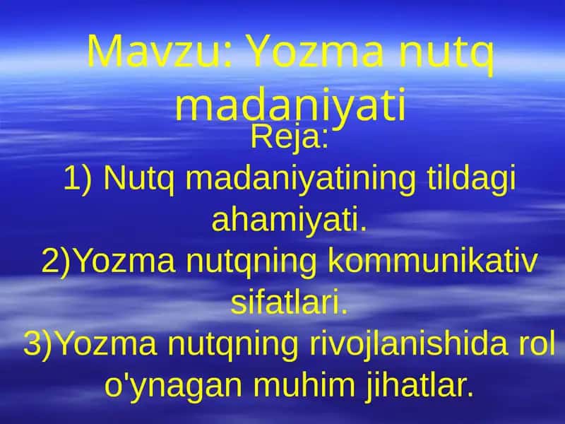 Yozma nutq madaniyati 1