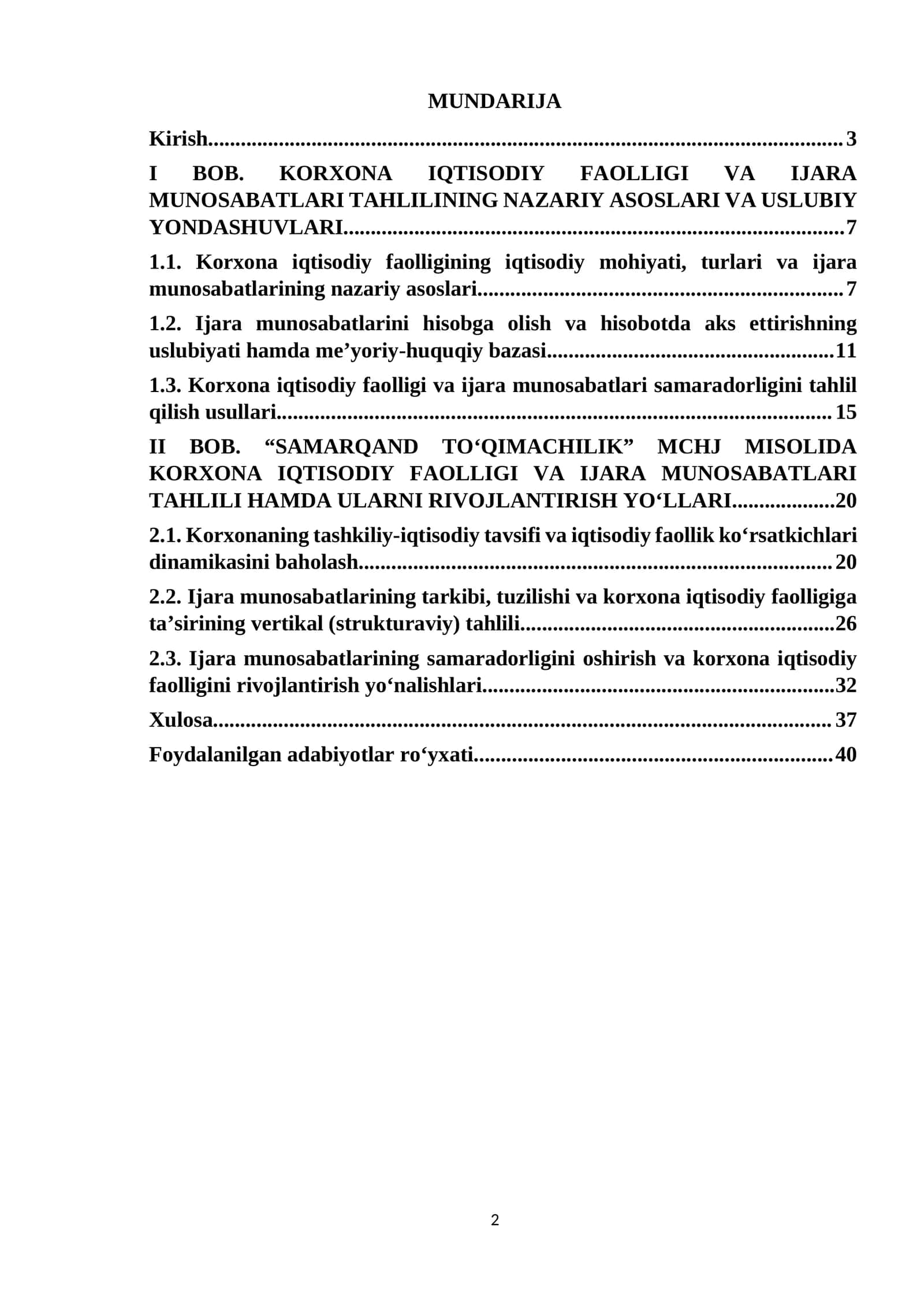 Korxona Iqtisodiy Faolligi va Ijara Munosabatlari Tahlili 1