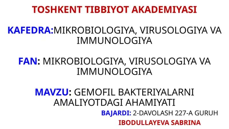 Inflyuens qo'zg'atuvchisi (Haemophilus influenzae) 1
