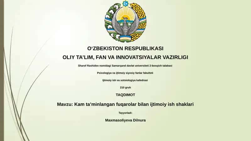 Kam ta'minlangan fuqarolar bilan ijtimoiy ish shakllari 1