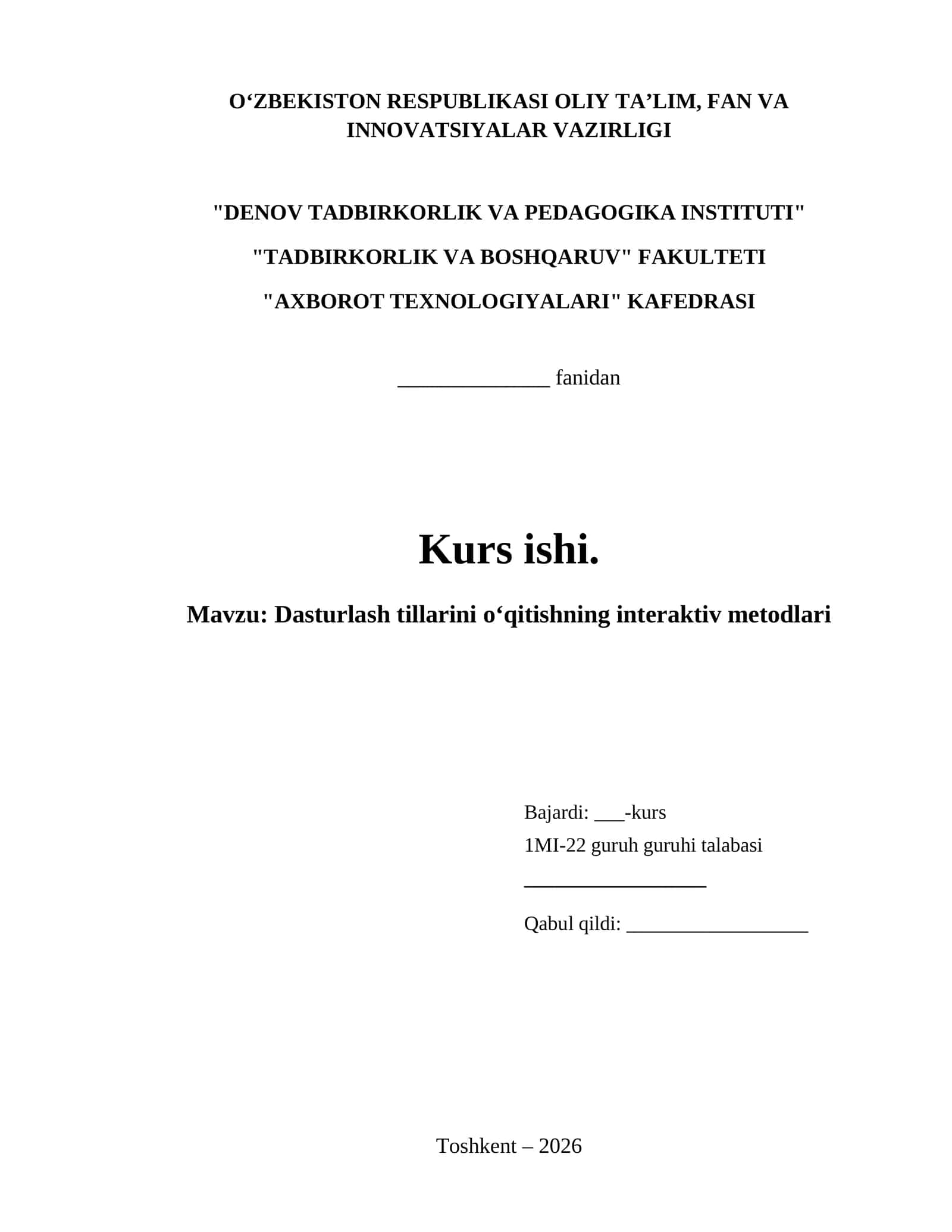 Dasturlash tillarini oʻqitishning interaktiv metodlari 1