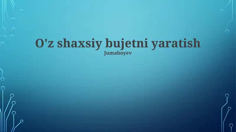 Byudjetni yaratish 1