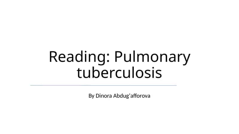 Pulmonary tuberculosis 1
