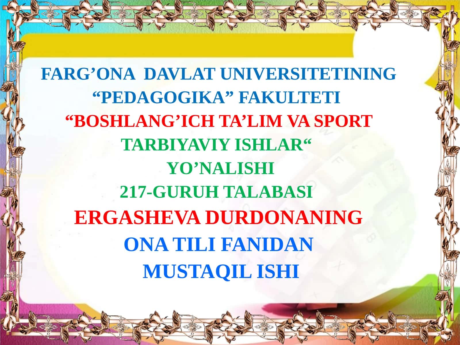 BOSHLANG’ICH TA’LIM VA SPORTTARBIYAVIY ISHLAR 1