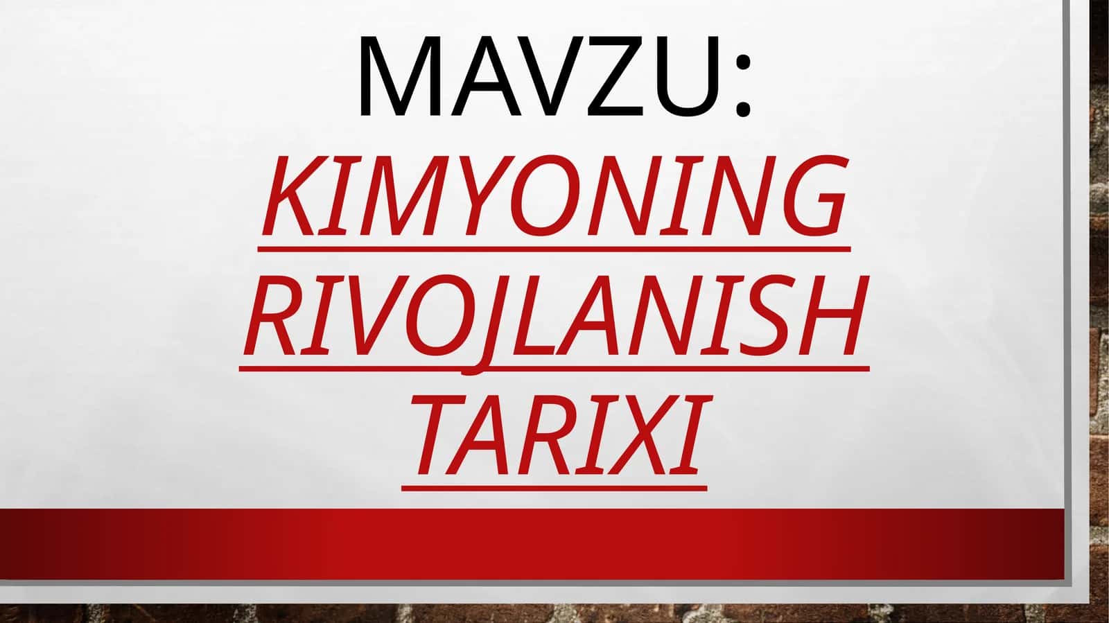 Kimyo tarixi 1