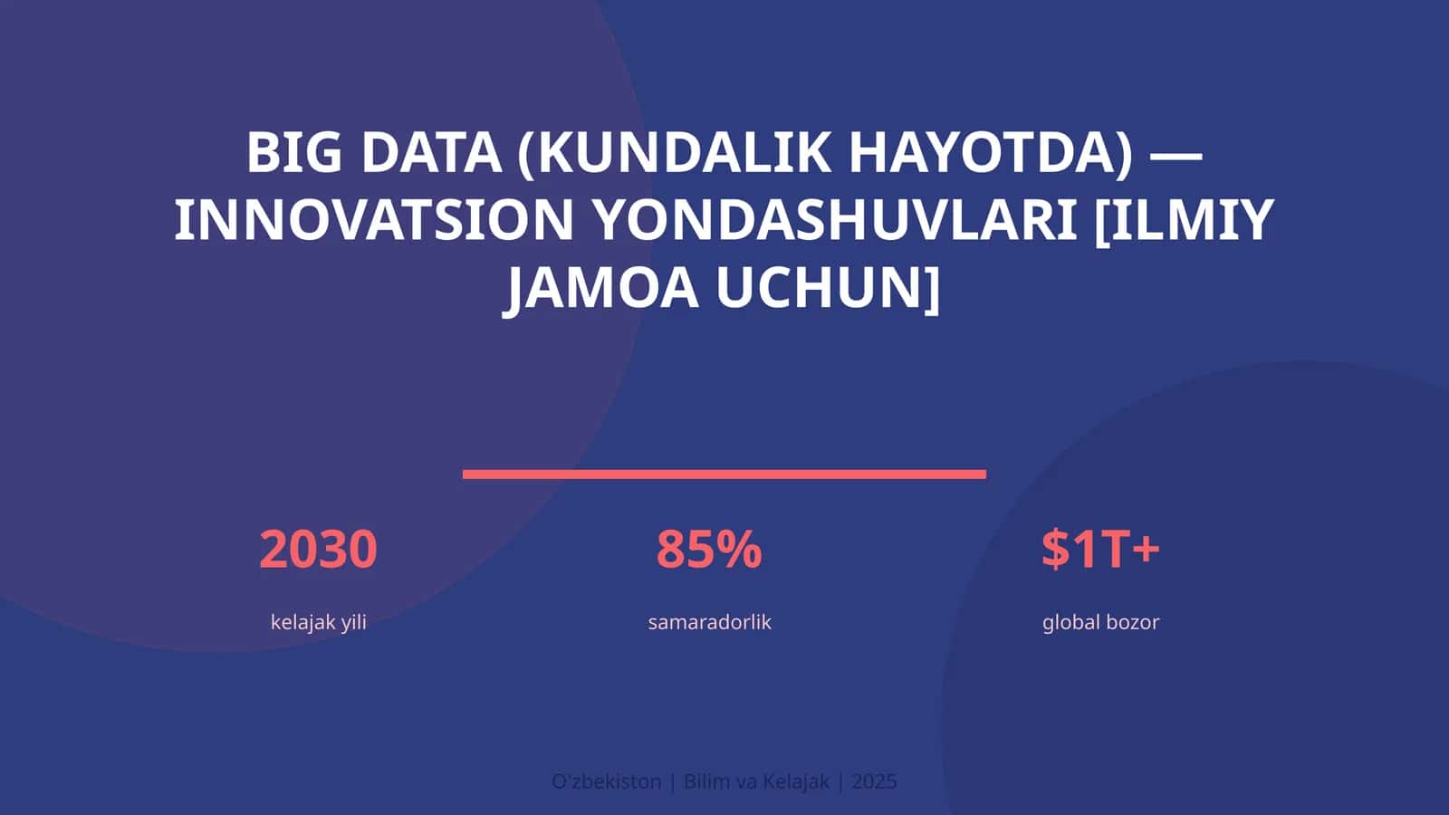 Big Data (Kundalik hayotda) — Innovatsion yondashuvlari [Ilmiy jamoa uchun] 1