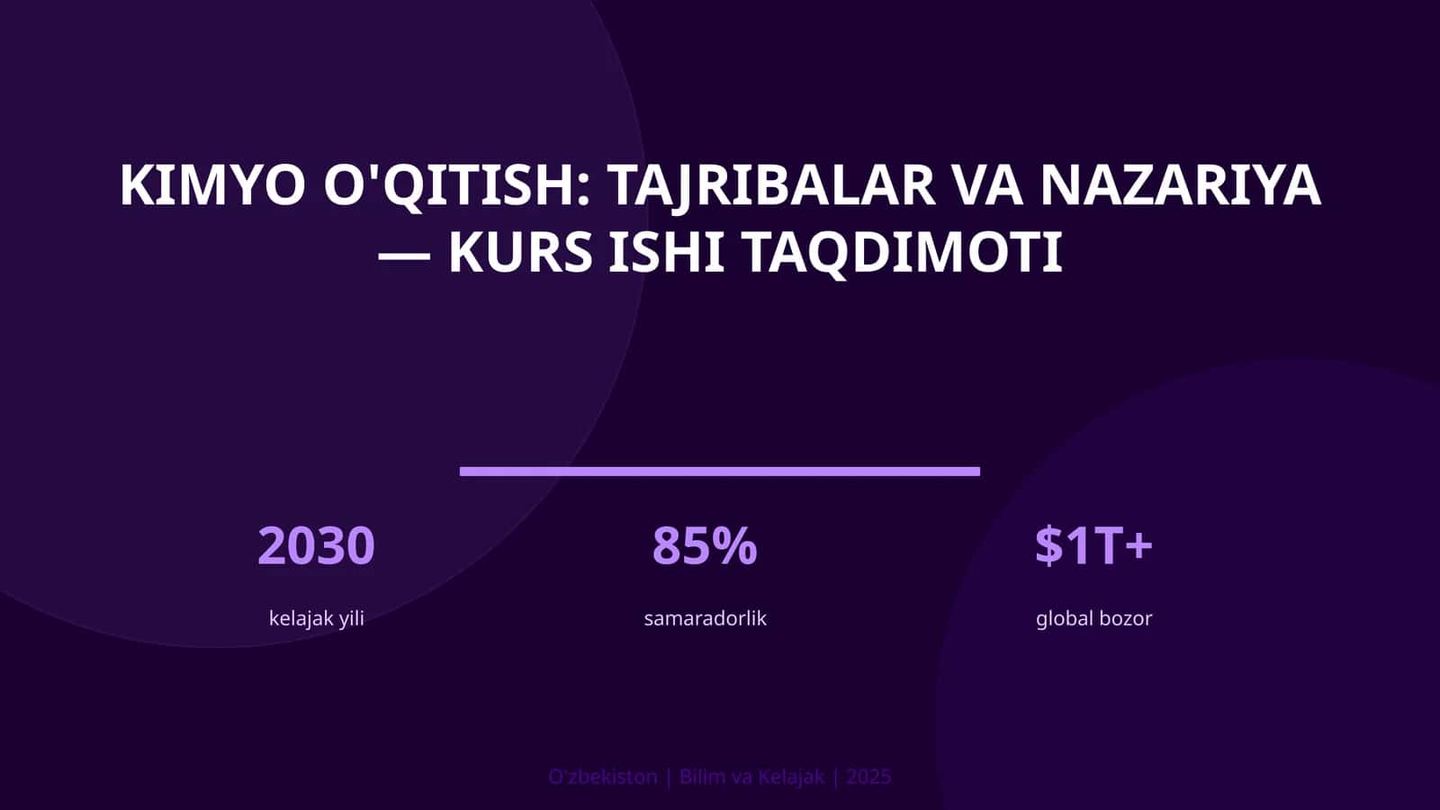Kimyo o'qitish: tajribalar va nazariya — kurs ishi taqdimoti 1
