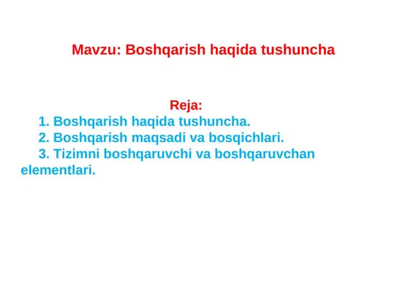 Boshqarish haqida tushuncha 1