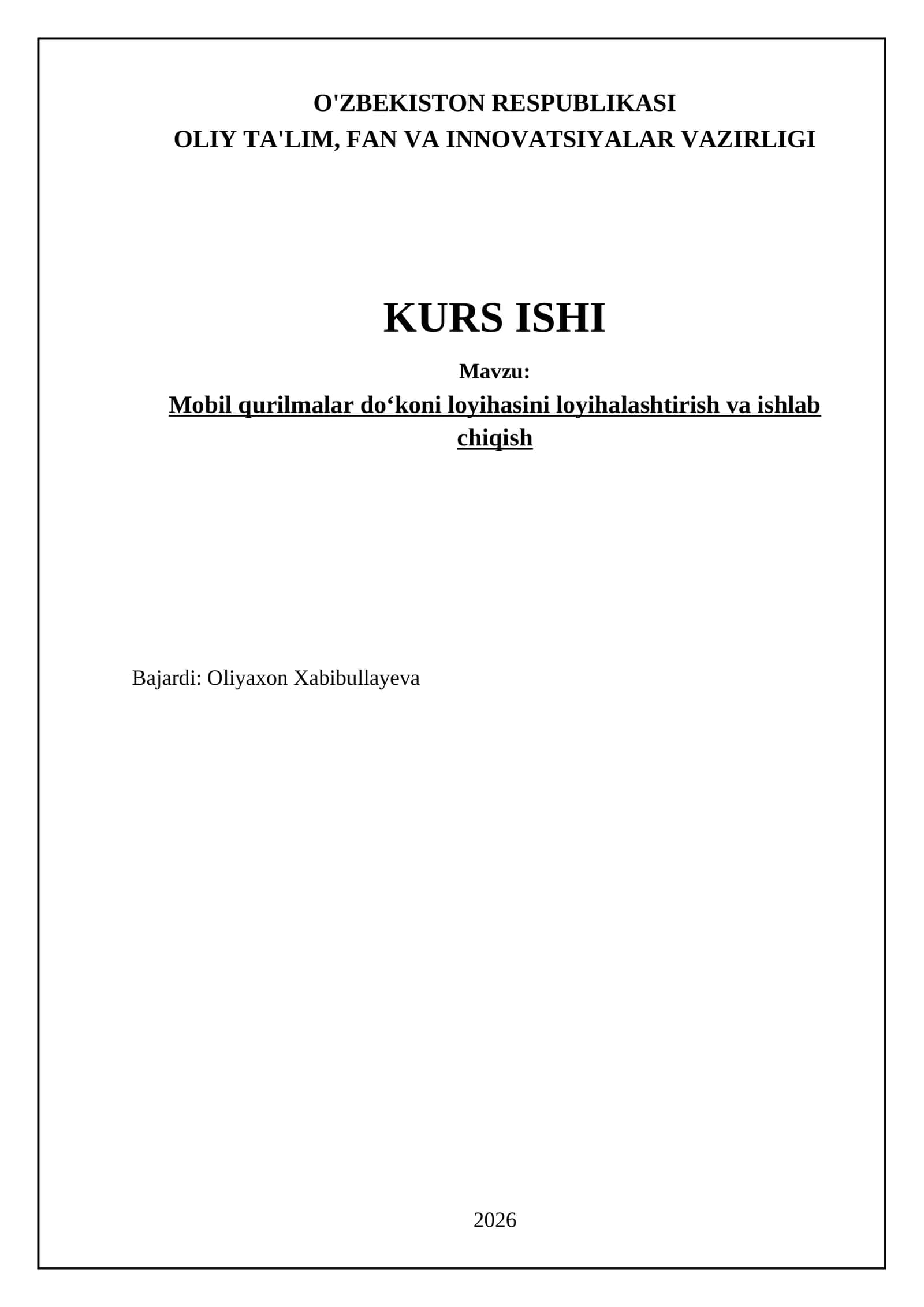 Mobil qurilmalar doʻkoni loyihasini loyihalashtirish va ishlab chiqish 1