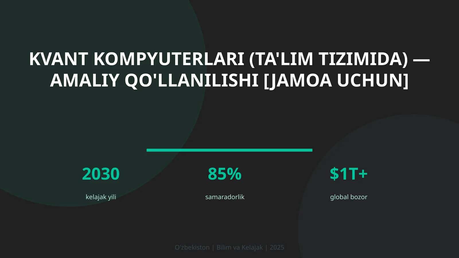 Kvant kompyuterlari (ta'lim tizimida) — amaliy qo'llanilishi [jamoa uchun] 1