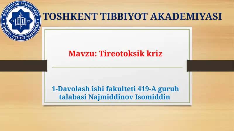 Tireotoksikkriz 1