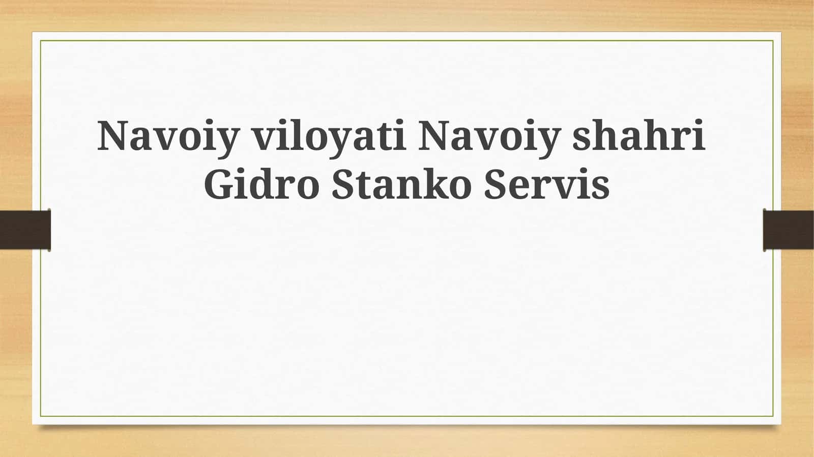 "Gidro Stanko Servis" kompaniyasi: Faoliyat va istiqbollari 1