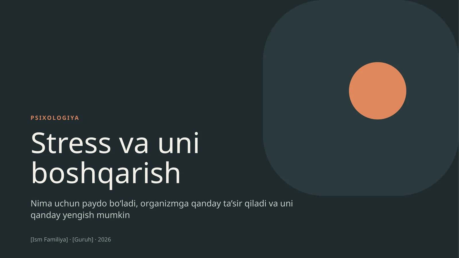 Stress va uni boshqarish 1