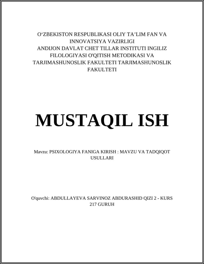 Psixologiya fanining obyekti va predmeti 1
