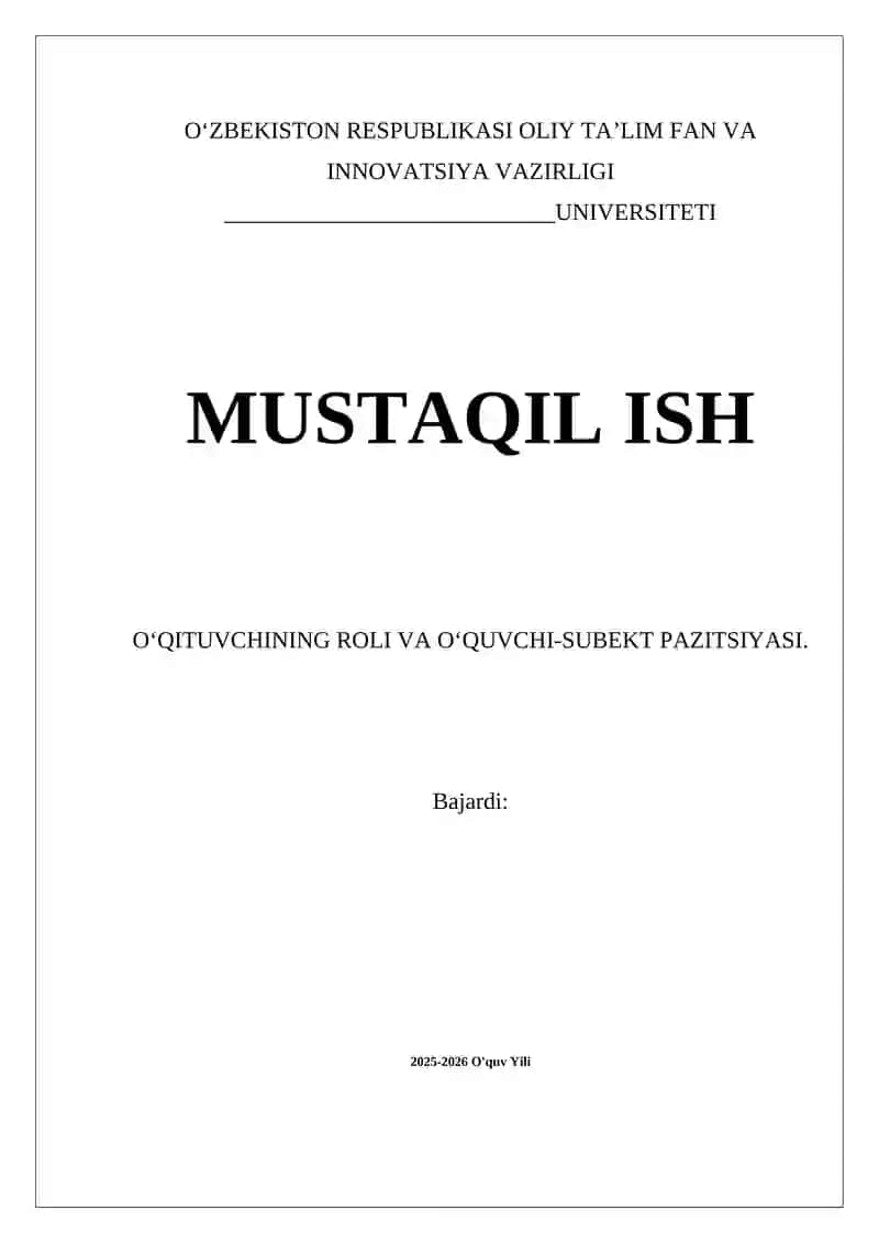 OʻQITUVCHINING ROLI VA OʻQUVCHI-SUBEKT PAZITSIYASI 1