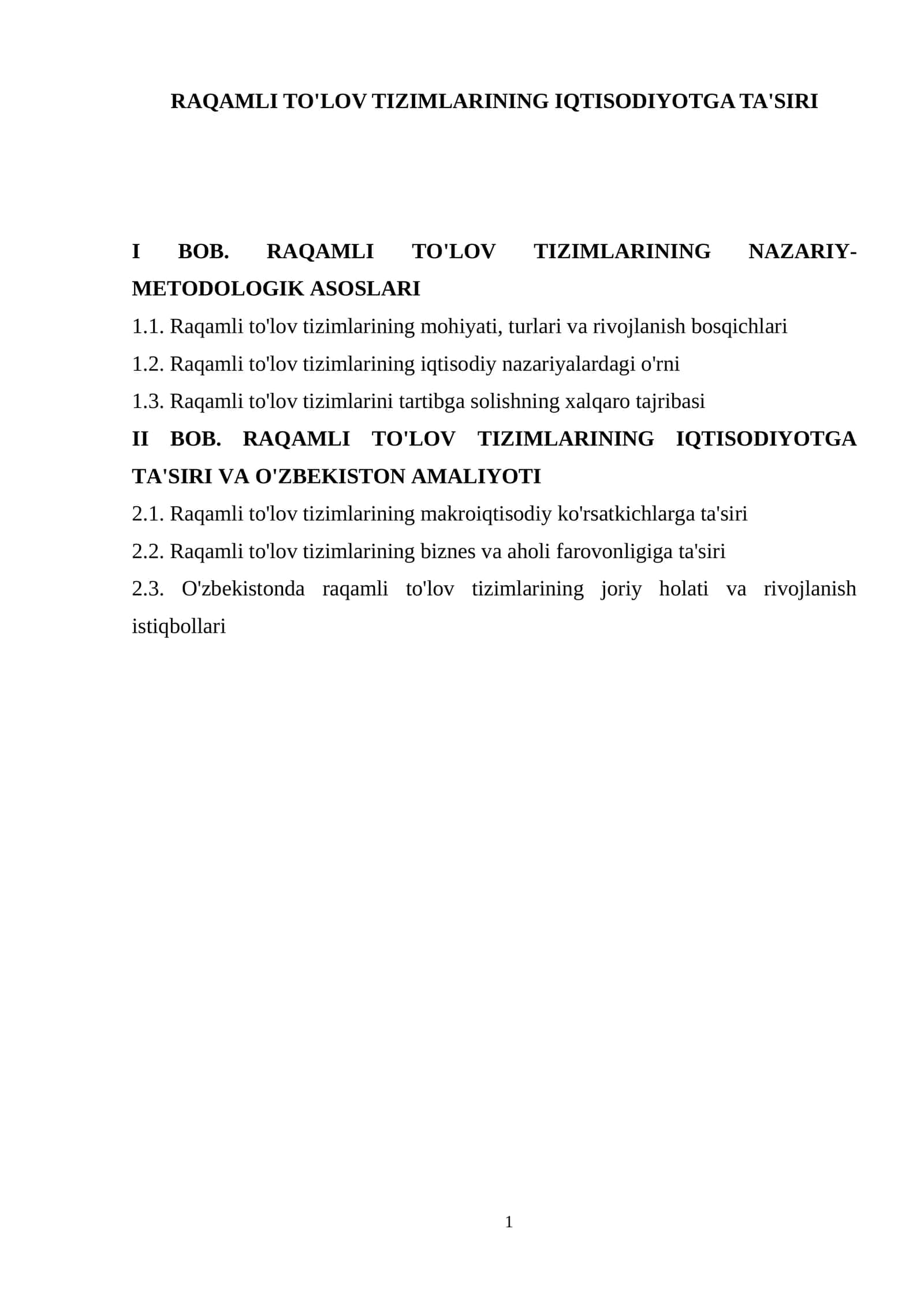 RAQAMLI TO'LOV TIZIMLARINING IQTISODIYOTGA TA'SIRI 1