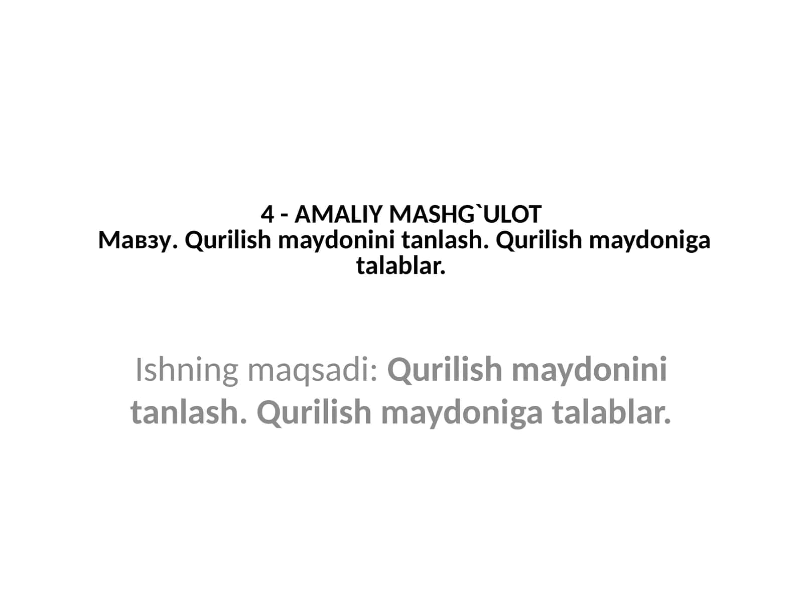 Qurilish maydonini tanlash 1