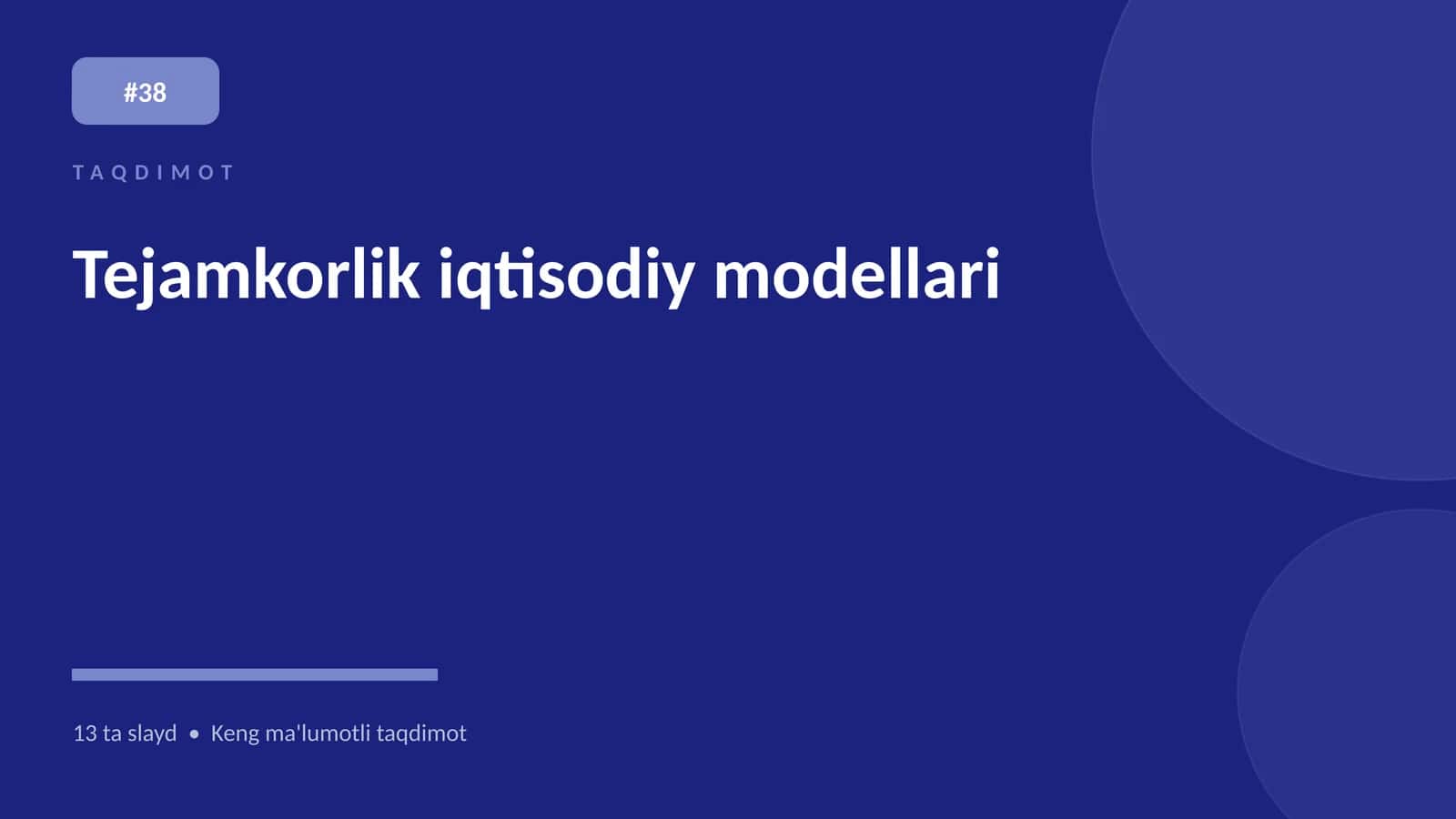 Tejamkorlik iqtisodiy modellari 1