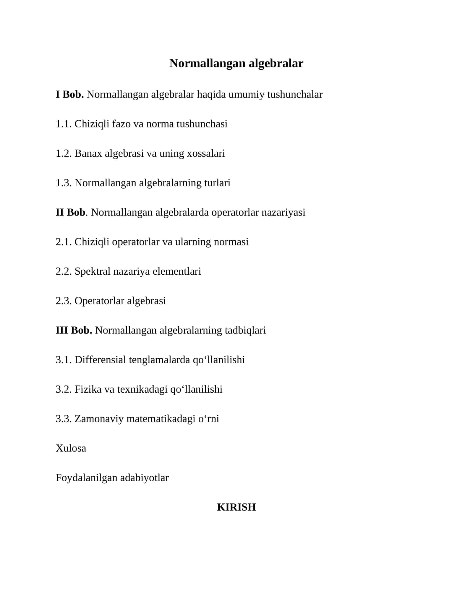 Normallangan algebralar 1