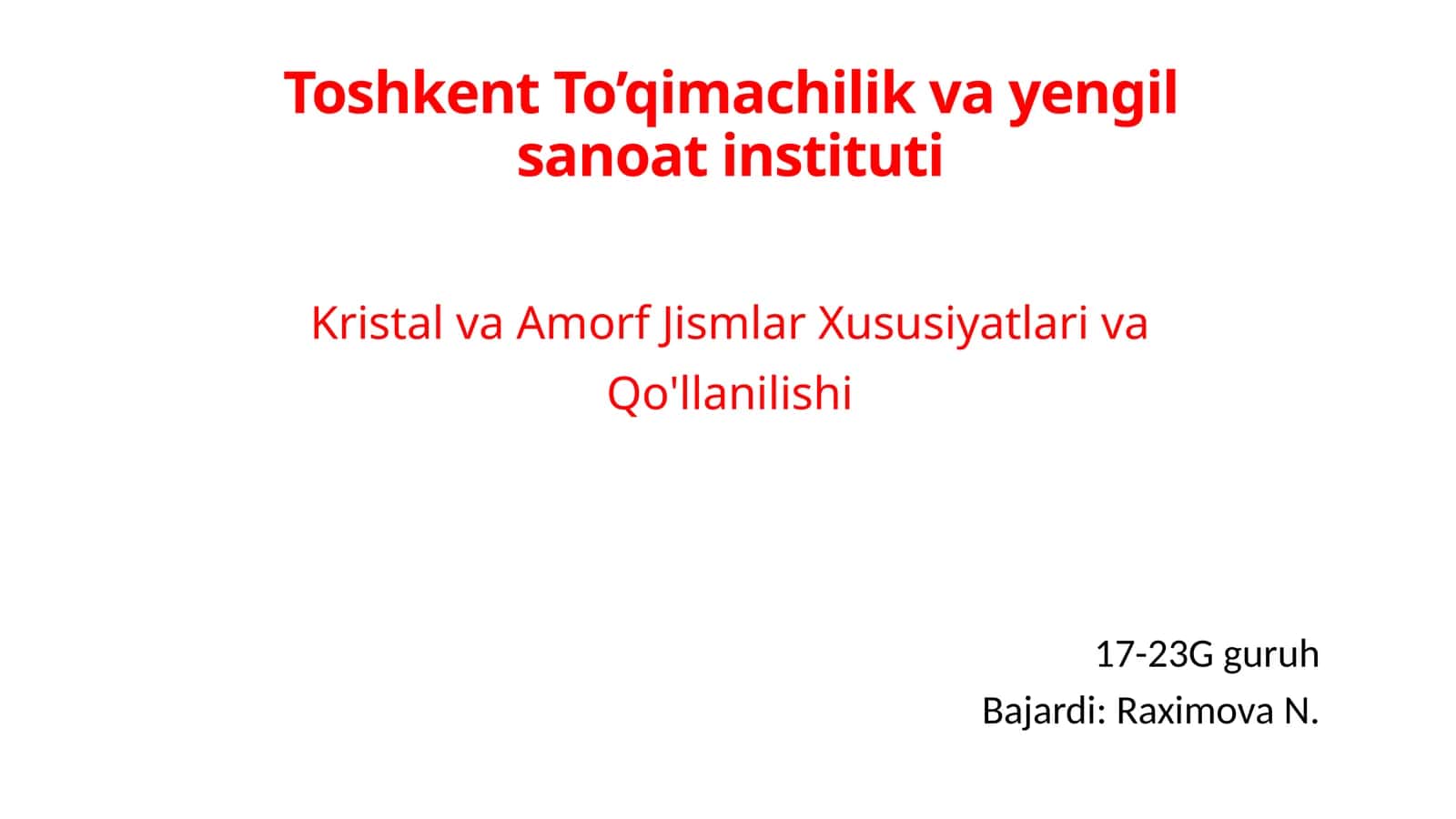 Kristal va Amorf Jismlar: Xususiyatlari va Qo'llanilishi 1