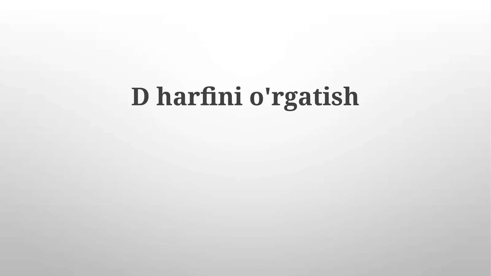 Dharfinio'rgatish 1