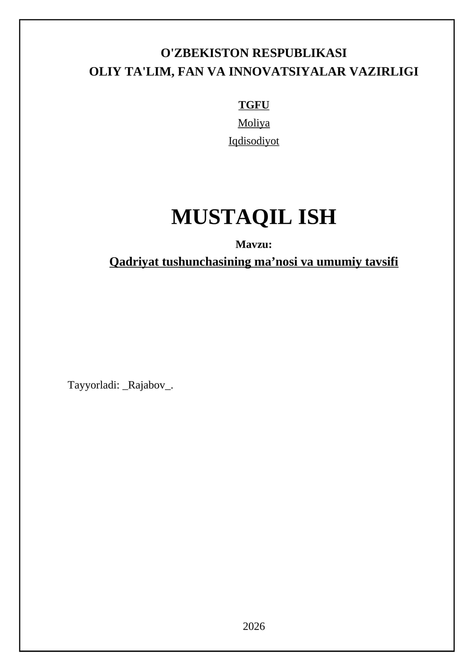 Qadriyat tushunchasining maʼnosi va umumiy tavsifi 1