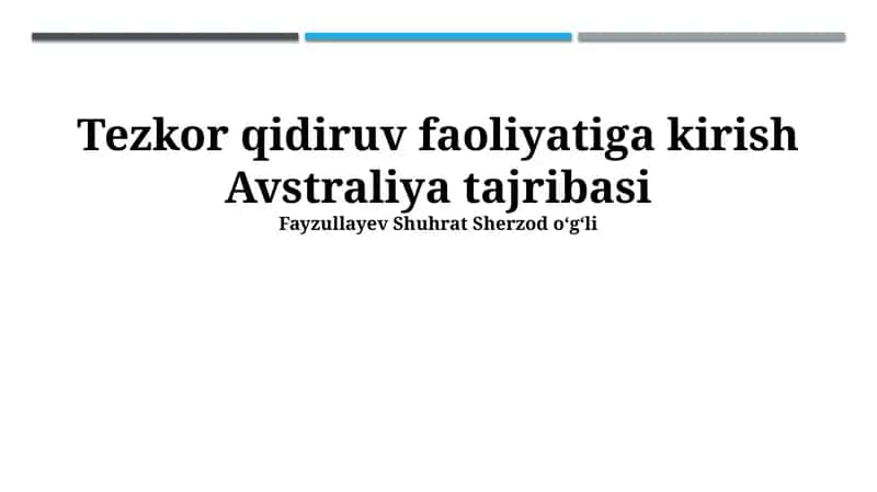 Avstraliya Tajribasi 1