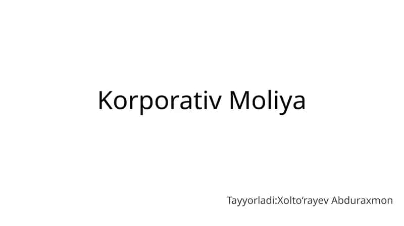 Korporativ Moliya 1