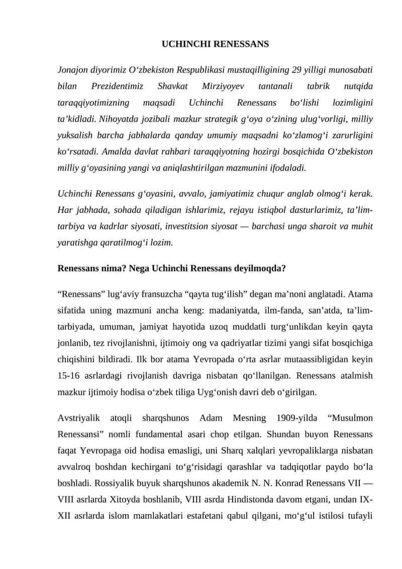 UCHINCHI RENESSANS 1