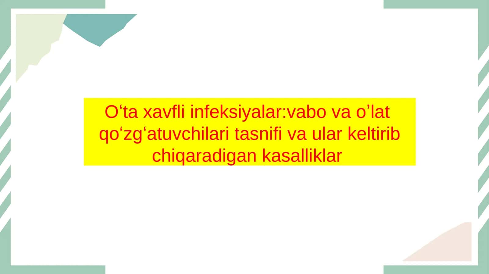 Oʻta xavfli infeksiya vabo oʼlat 1