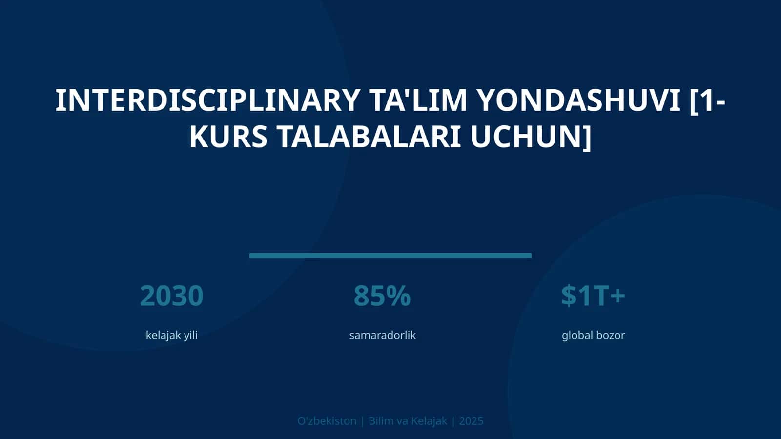 Interdisciplinary ta'lim yondashuvi [1-kurs talabalari uchun] 1