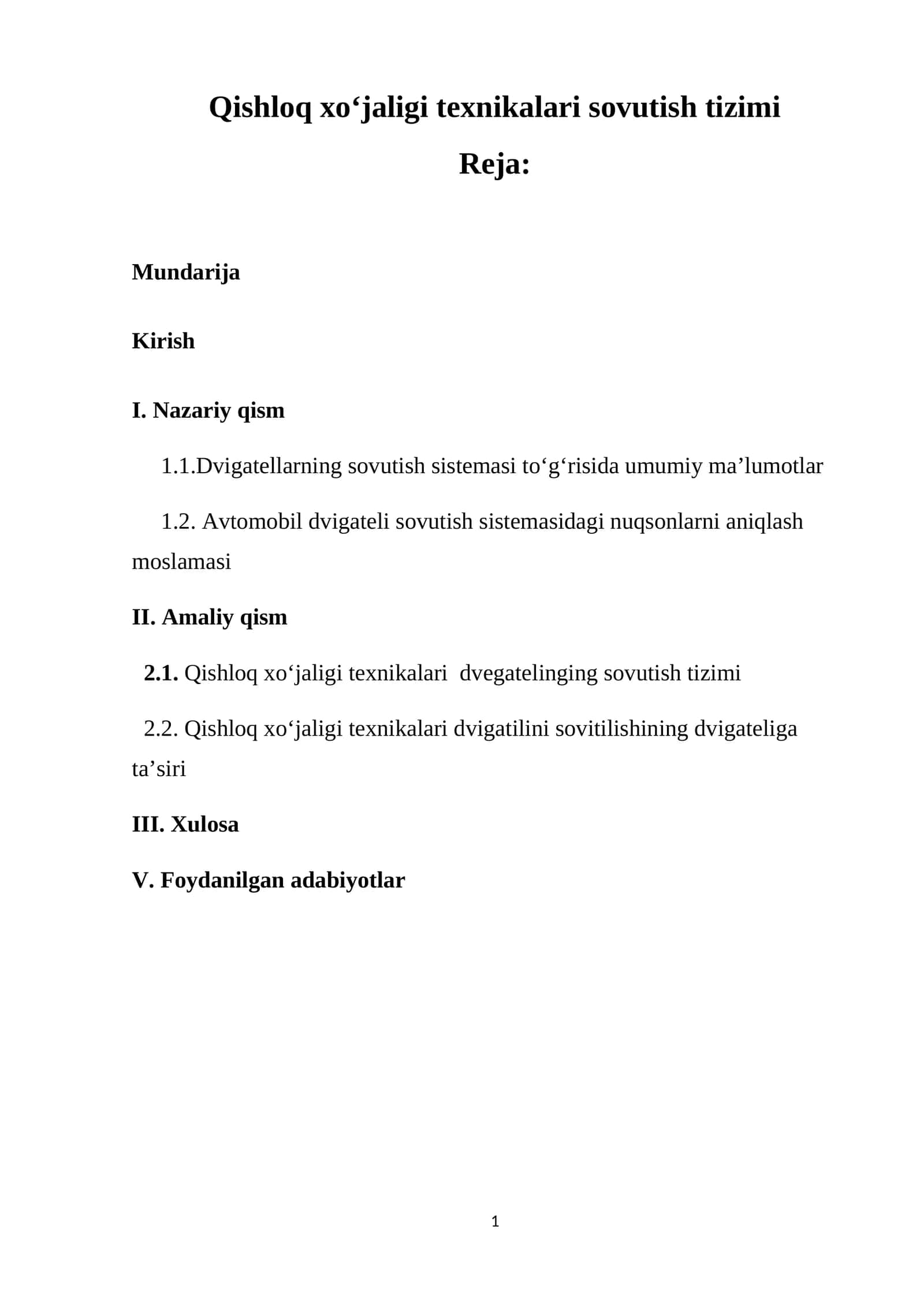 Qishloq xoʻjaligi texnikalari sovutish tizimi 1