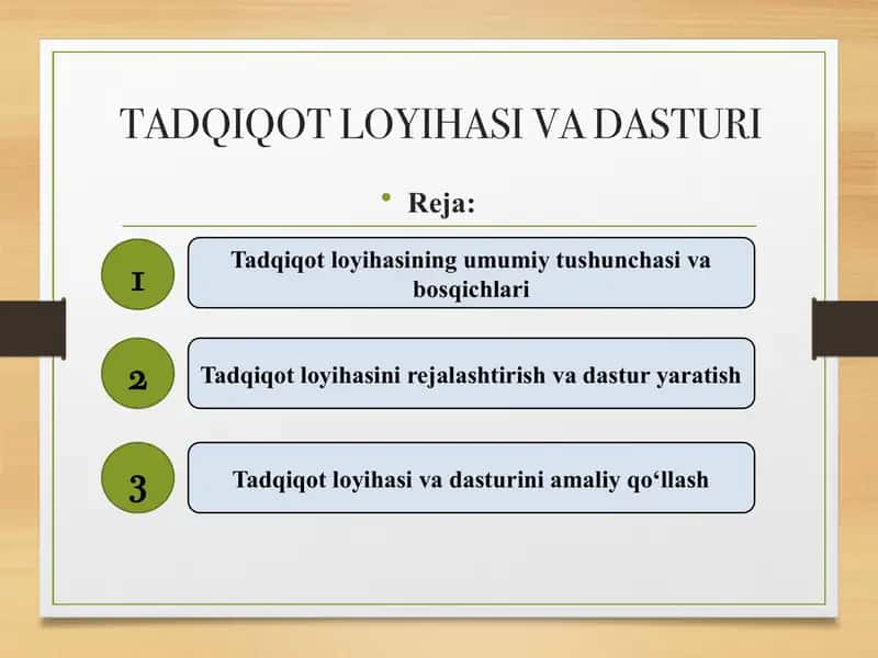 Tadqiqot loyihasi va dasturi 1