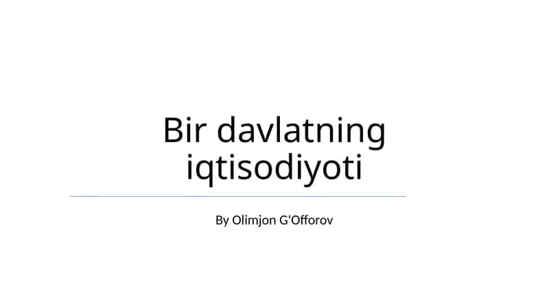 Bir davlatning iqtisodiyoti 1
