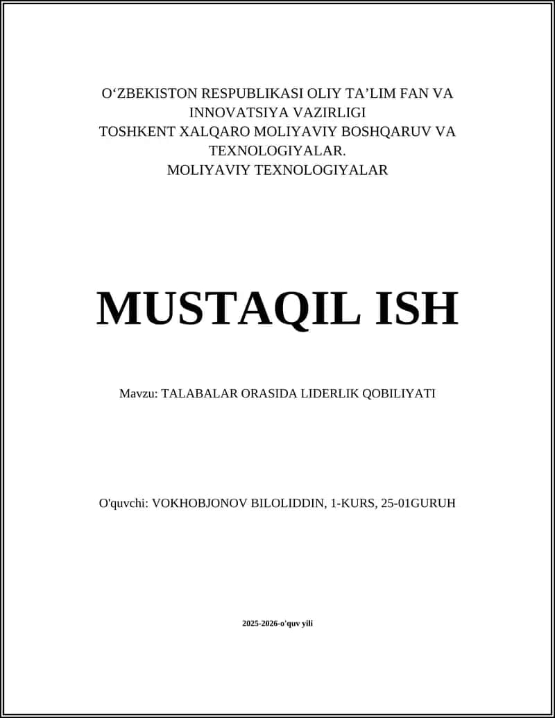 TALABALAR ORASIDA LIDERLIK QOBILIYATI 1