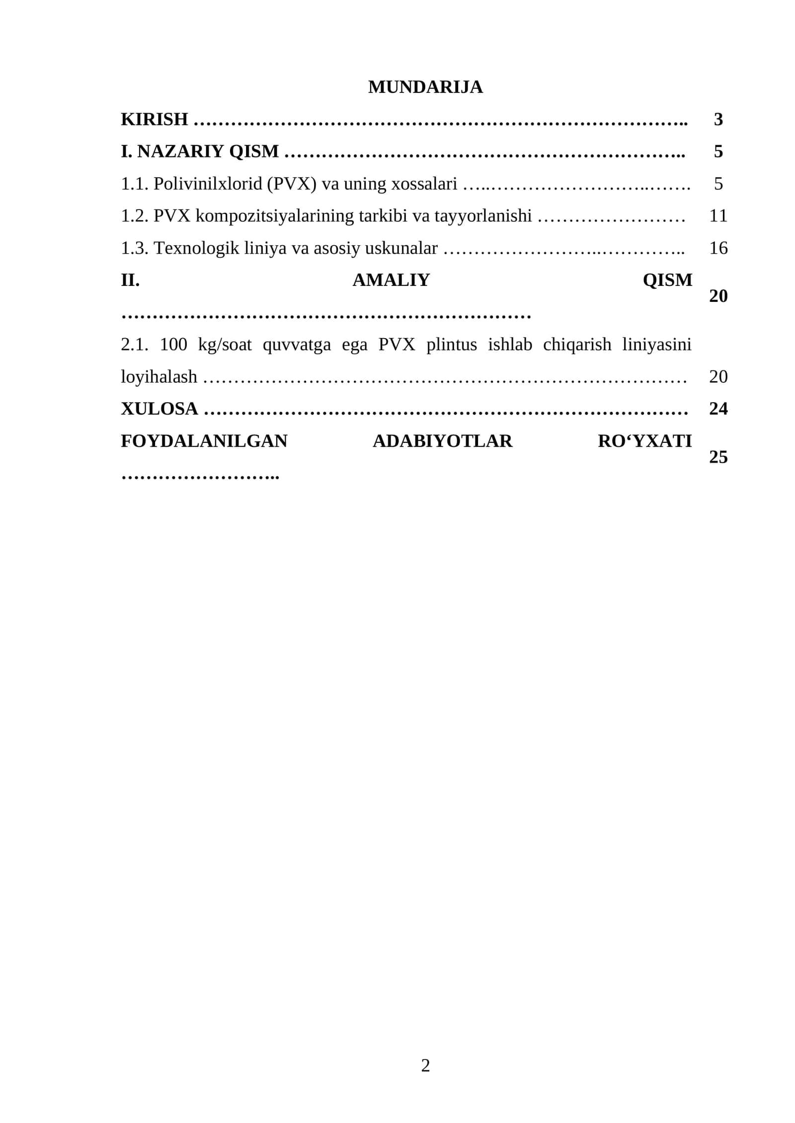 PVX kompozitsiyadan quvvati 100 kg/soat boʻlgan plintus ishlab chiqaradigan texnologik liniyani loyihalash 1