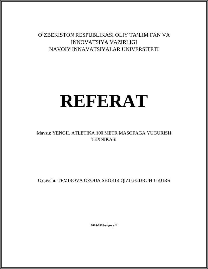 YENGIL ATLETIKA 100 METR MASOFAGA YUGURISH TEXNIKASI 1