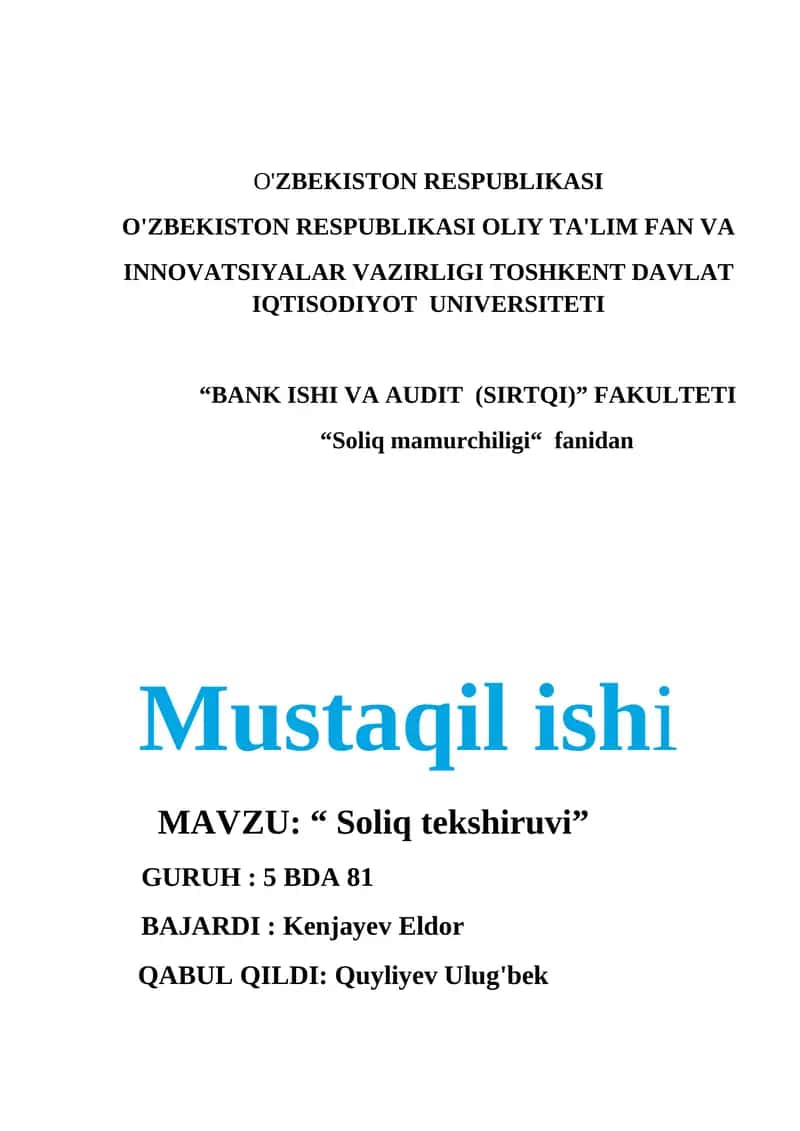 Soliq tekshiruvi 1