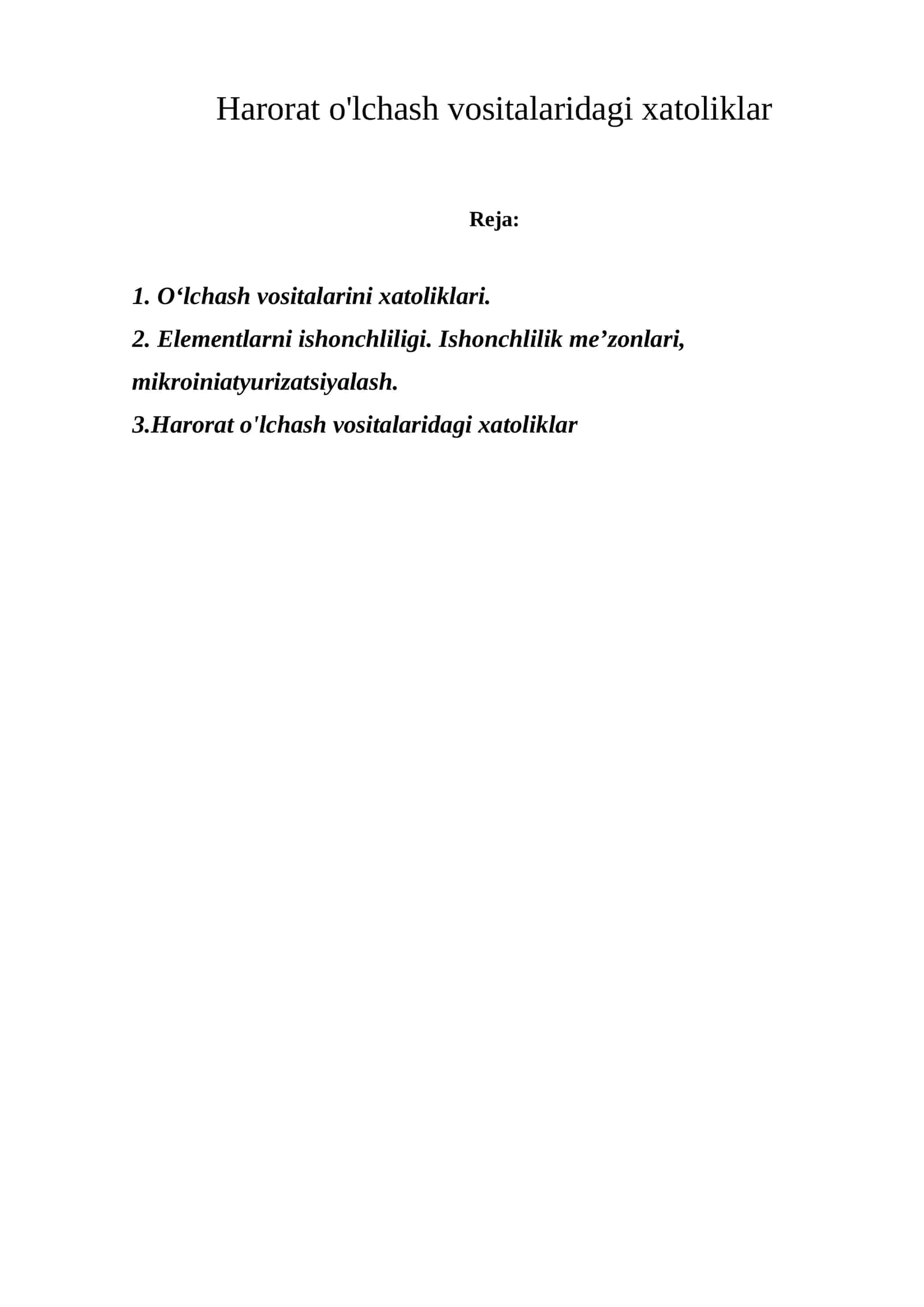Harorat o'lchash vositalaridagi xatoliklar 1