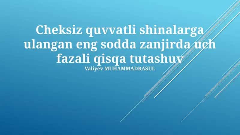 Uch fazali qisqa tutashuvning matematik modeli 1