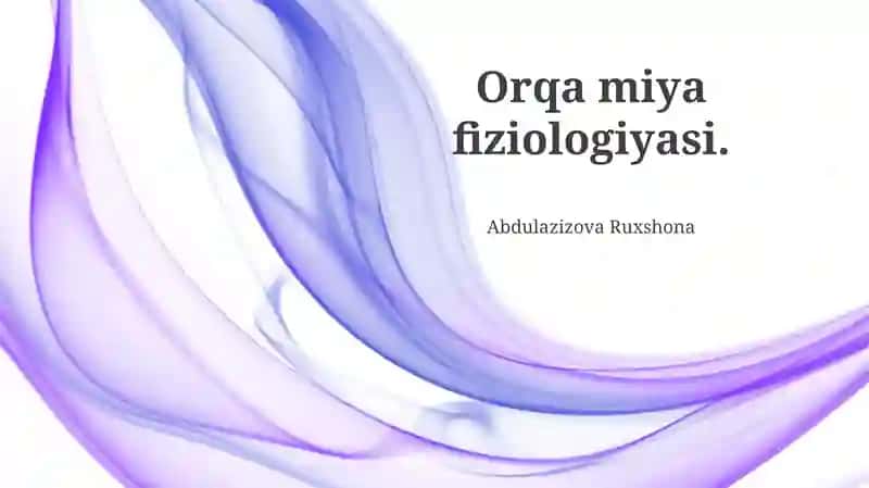 Orqa miya fiziologiyasi