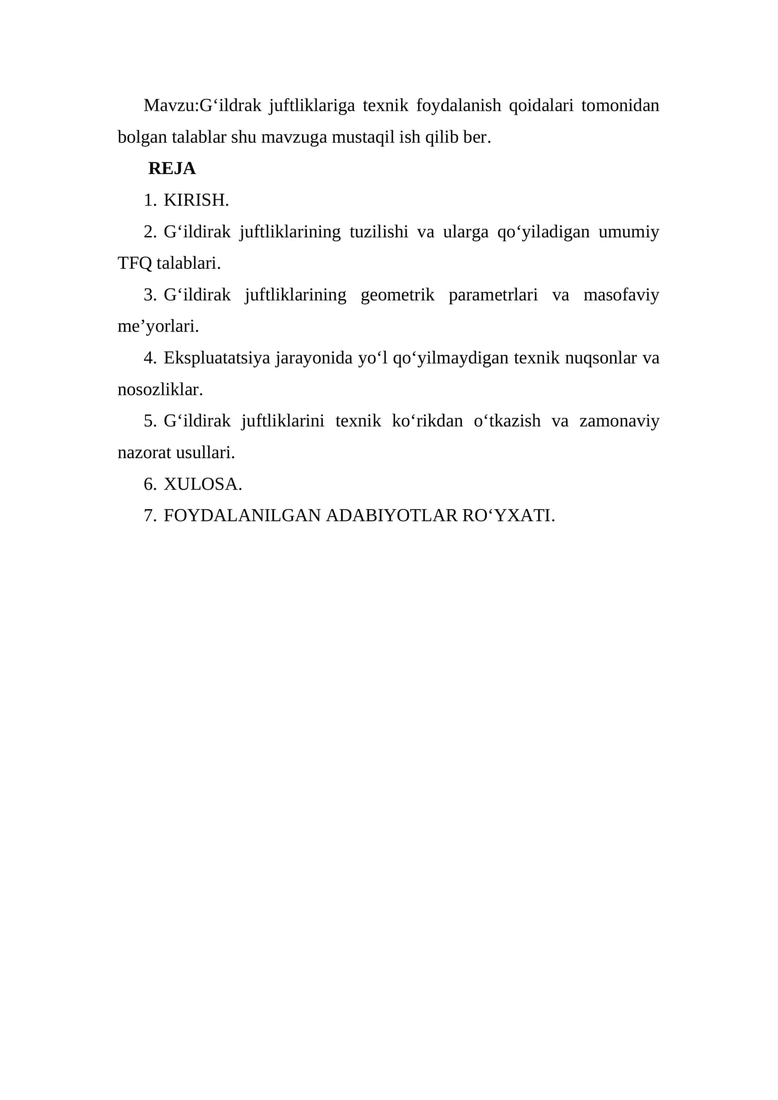 Gʻildrak juftliklariga texnik foydalanish qoidalari 1