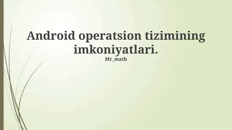 Android operatsion tizimi 1