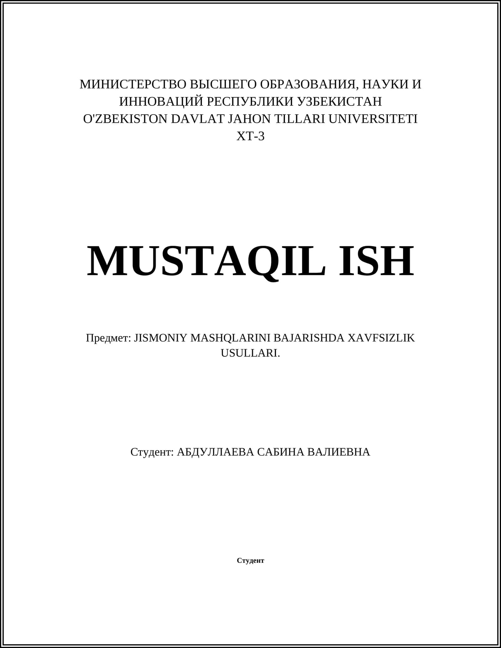 JISMONIY MASHQLARINI BAJARISHDA XAVFSIZLIK USULLARI 1