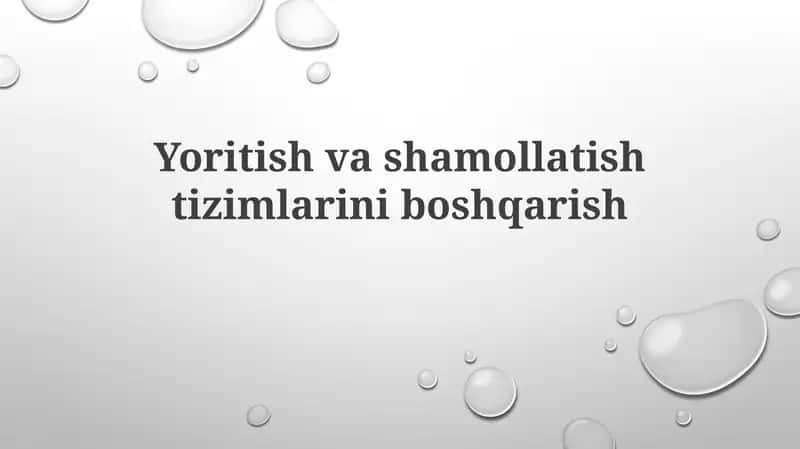 Yoritish va sharoitni boshqarish 1