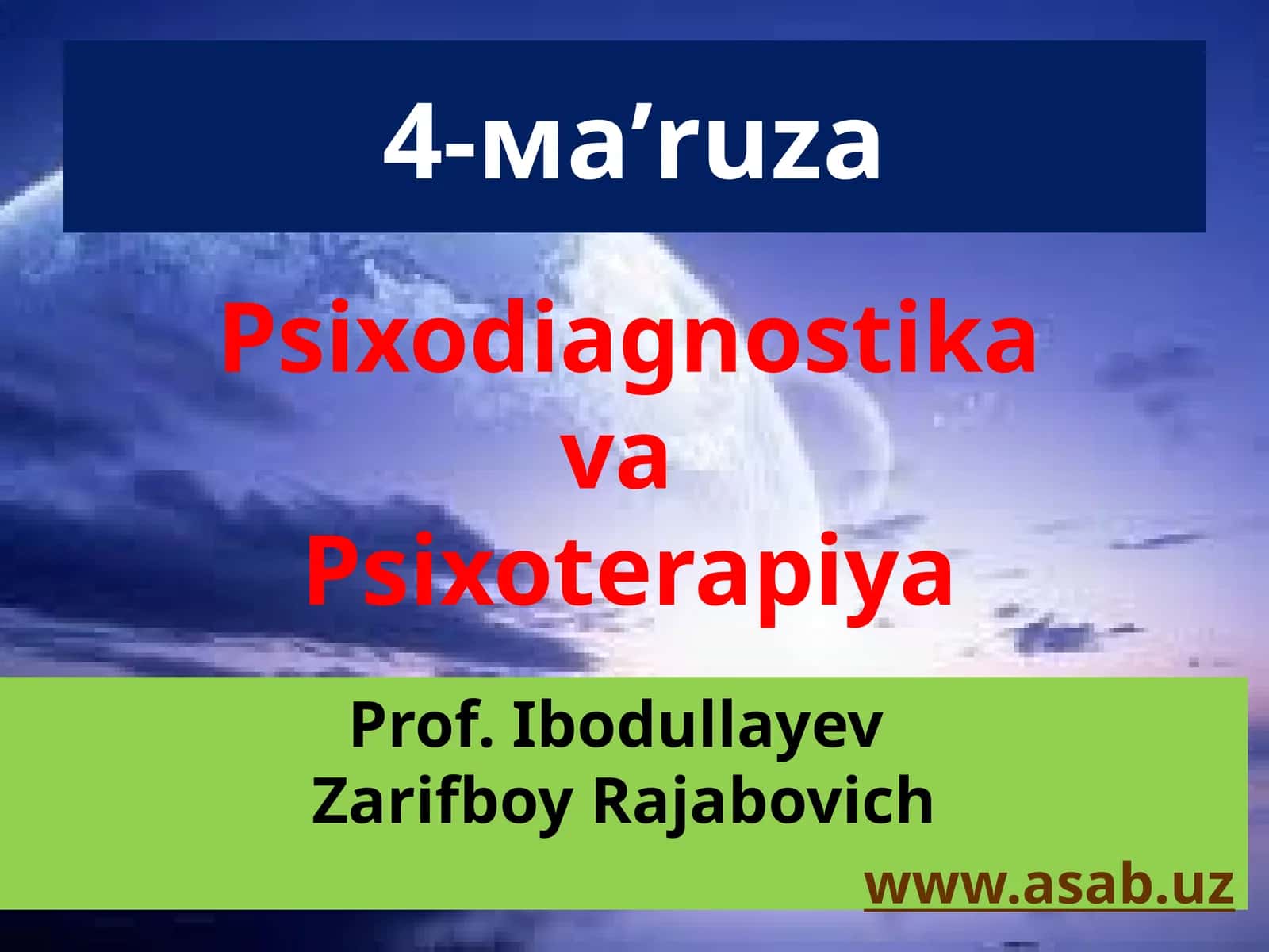 Psixodiagnostika va Psixoterapiya 1