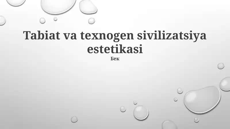 Tabiat va texnogen sivilizatsiya estetikasi 1